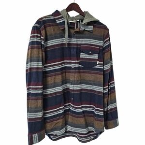Vans Striped Hooded Button Down Shaket Flannel